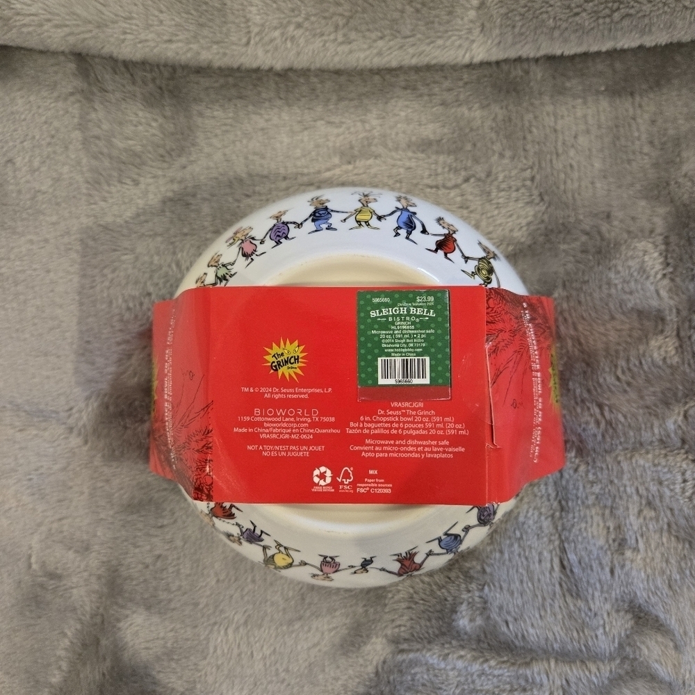 Dr. Seuss The Grinch 6 Inch Ramen and Chopsticks Bowl 20oz. NWT - Picture 6 of 7